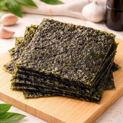 Snacks d'algues torréfiées sans gluten et faibles en gras avec saveur de sel de mer certifiés BRC pour le commerce de détail et l'industrie alimentaire