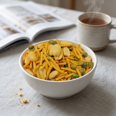 Des haricots à texture croquante, mélangés avec des bâtons, une saveur saumâtre parfaite