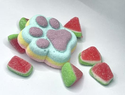 Des pattes douces et des petits grincements de melon ️ Adorable empreinte de chat et mini mélange de bonbons à la pastèque