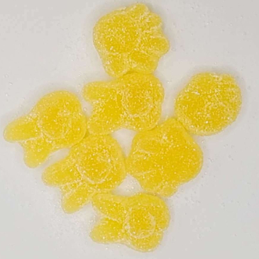 Douceurs à la gomme en forme de fruits à infusion de couleur mixte et enduites de sucre