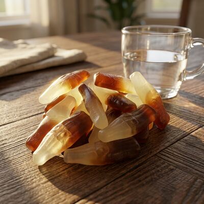 Authentique Coca-Cola Soda Goût bonbons gommés avec la forme amusante de la bouteille de cola et la texture parfaite de mastication Snacks de soja